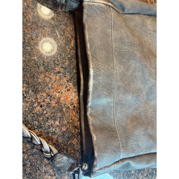 Antik Kraft Gray Leather Hobo Bag with Braided Handle and Tassel - Picture 10 of 16